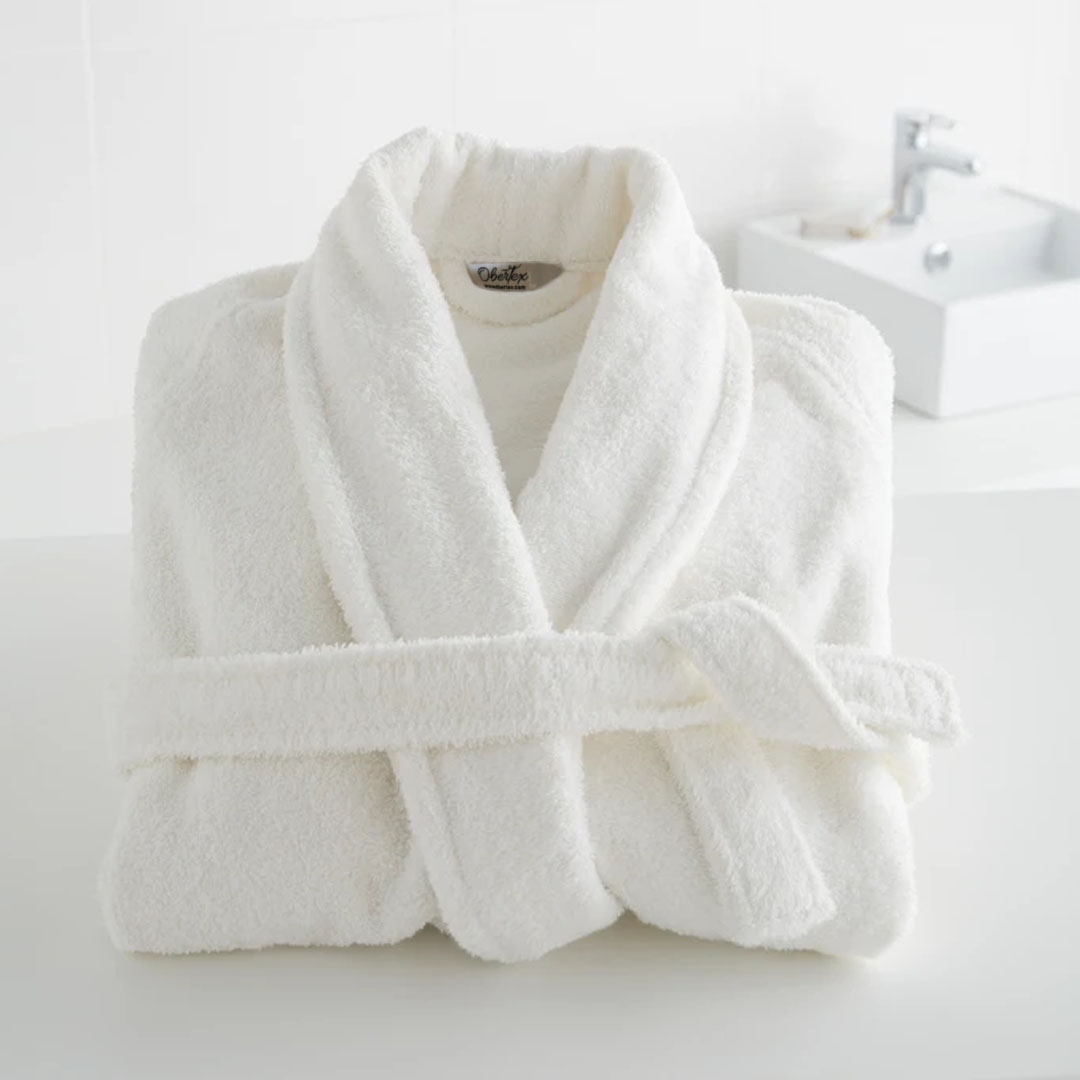Bathrobe with Scarf collar white color comfort soft high quality obertex turkish production