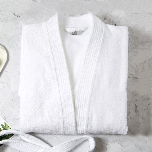 Bathrobe with kimono collar white color comfort soft high quality obertex turkish production white color
